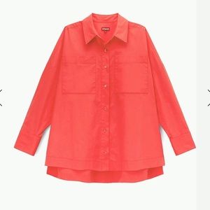 STAUD Peyton button up top in Hibiscus red | size medium